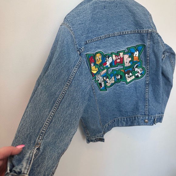 Denim Jacket with Looney Tunes Back Patch - Blue - Picture 16 of 17